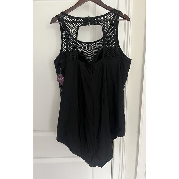 Cacique women’s Swimsuit Size 28 One Piece Black Nude Mesh NWT - Picture 5 of 10